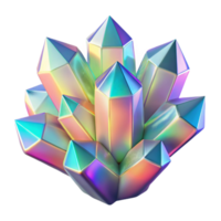 stunning vintage A cluster of iridescent, crystalline structures, refracting light in a spectrum of colors, illuminated by a bright, white light. Style Geometric Abstraction professional png