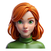 magnificent artistic Portrait of a young woman with fiery red hair, freckles, and piercing green eyes, lit by a soft Rembrandt light, painted in the style of pre-raphaelite brotherhood genuine png
