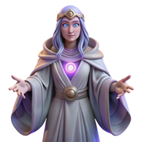 vibrant contemporary A wise oracle, draped in flowing robes, her eyes glowing with prophetic visions, fantasy art style, ethereal lighting authentic png