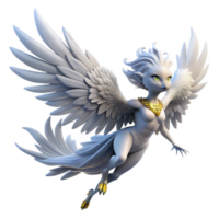 wonderful creative A graceful harpy soaring through a stormy sky, her feathers ruffled by the wind. Dramatic lighting, dynamic pose. Romantic style authentic png
