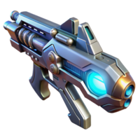 extraordinary classic A futuristic weapon, sleek and metallic, glowing energy core, intricate engravings, high-tech design style high resolution png