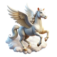 elegant abstract A winged Pegasus soaring through the clouds, its white coat shimmering in the sunlight, in a majestic, fantasy art style premium png
