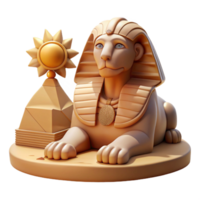 wonderful traditional A stoic sphinx, with the body of a lion and the head of a pharaoh, gazing into the distance, ancient Egyptian art style, harsh desert sunlight original png