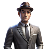dramatic rustic A 1920s gangster in a pinstripe suit stands on a city street, dramatic, noir lighting, film noir style exclusive png