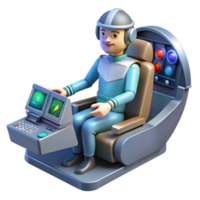 elegant vintage A spaceship cockpit with holographic controls and displays, pilot in the seat, realistic and detailed, technical illustration style exclusive png