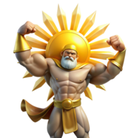 vibrant modern A powerful titan holding up the sky, muscles straining under the immense weight, lit by the golden rays of the sun, in a classical Greek style authentic png