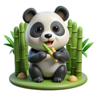 magnificent vintage A playful panda eating bamboo, bamboo forest setting, soft diffused light, cartoon style exclusive png