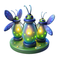 elegant creative A group of fireflies glowing in a dark forest, bioluminescent light, magical atmosphere, fantasy style, high resolution png