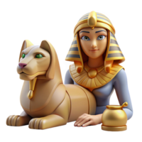 wonderful minimalist A wise Sphinx with the body of a lion and the head of a woman, posing a riddle in the desert, lit by the harsh midday sun, in a symbolic, ancient Egyptian style genuine png