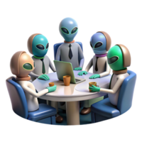 magnificent abstract A group of alien diplomats, with diverse and exotic features, meet in a futuristic conference room. Sci-fi political thriller, realistic rendering premium png