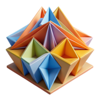 serene artistic Origami architecture, folded paper structures, intricate patterns, colorful design, abstract art, authentic png