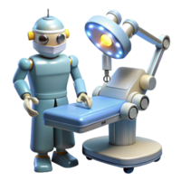 dramatic abstract A robot surgeon performing a delicate operation, lit by surgical lights in a medical illustration style high resolution png