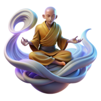 impressive rustic A solitary, meditating monk levitating above the ground, surrounded by swirling, ethereal energy. Soft, spiritual lighting. Digital painting style detailed png