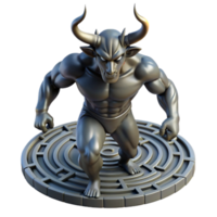 beautiful creative A powerful minotaur, trapped in a labyrinth of polished obsidian. Muscled physique, intricate labyrinth details. Chiaroscuro lighting high resolution png