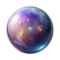 vibrant abstract A giant, iridescent soap bubble filled with swirling galaxies and nebulae, lit by a soft, cosmic glow, Space Art style professional png