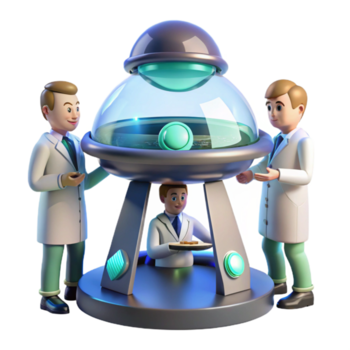 beautiful rustic A group of scientists studying a strange alien artifact, mysterious and intriguing, sci-fi thriller style authentic png