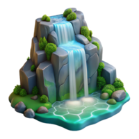 wonderful vintage A flowing waterfall cascading down mossy rocks, long exposure photography, ethereal lighting high quality png