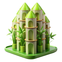 dramatic minimalist Bamboo skyscraper, sustainable architecture, green facade, soft natural lighting, eco-friendly design 4K png