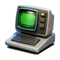 serene contemporary A vintage computer terminal displaying cryptic code, flickering green text on a black screen, retrofuturistic style genuine png
