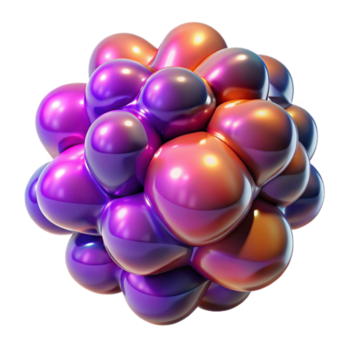 magnifique artistique une grappe de amorphe blobs dans vibrant, contrastant couleurs, avec une brillant, réfléchissant surface, dans une surréaliste style authentique png