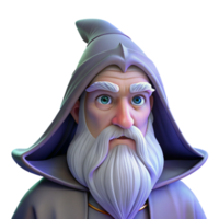 magnificent modern Portrait of a wise old wizard with a long white beard and twinkling eyes, lit by a magical glow, in a fantasy art style original png