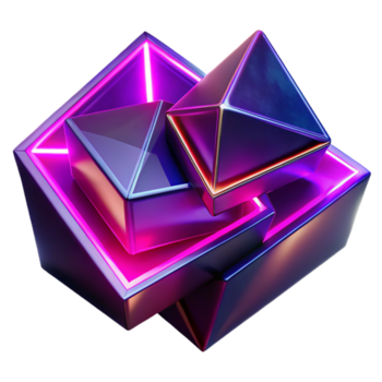 bellissimo artistico fratturato geometrico forme nel occhiali da sole di in profondità indaco e vivace fucsia, con affilato, neon lineamenti e un' drammatico chiaroscuro illuminazione effetto, nel un' cubista stile alto risoluzione png