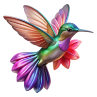 dramatic creative Close-up of a hummingbird hovering near a fuchsia flower, iridescent feathers shimmering, bokeh effect, vibrant colors, nature photography style authentic png