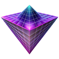 impressive creative Geometric fractals cascading down in a gradient from vibrant magenta to deep violet, backlit by a grid of neon turquoise lines. Synthwave style 4K png
