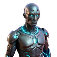 dramatic modern A cybernetically enhanced human with glowing implants, dark and gritty, cyberpunk style, dramatic lighting high resolution png