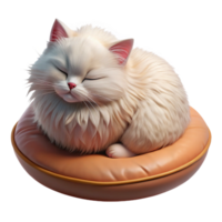 dramatic abstract A fluffy Persian cat curled up asleep on a velvet cushion, bathed in warm, soft light, in a cozy, intimate style genuine png