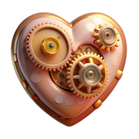 stunning creative A intricate steampunk clockwork heart, gears and springs visible, pulsing with a soft light, warm, romantic lighting high resolution png