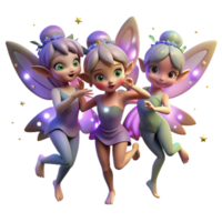 impressive minimalist A group of mischievous pixies dancing in a moonlit glade, their wings shimmering with iridescent dust. Soft, magical lighting. Fantasy art style high quality png