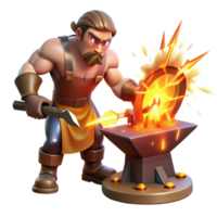 magnificent artistic A powerful cyclops, forging a lightning bolt in his fiery forge, sparks flying around him. Intense, fiery lighting. Baroque style high quality png