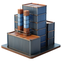 wonderful rustic Conceptual skyscraper made of interconnected shipping containers, industrial aesthetic, urban setting, overcast daylight detailed png