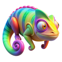 wonderful minimalist A chameleon blending seamlessly with a rainbow, vibrant saturated lighting, psychedelic art style exclusive png