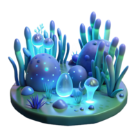 vibrant vintage A field of glowing, bioluminescent organisms, creating an otherworldly, underwater scene, in a surrealist style 4K png