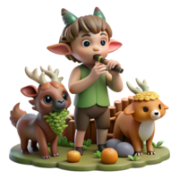 beautiful minimalist A mischievous satyr playing a pan flute in a sun-dappled forest glade, surrounded by playful woodland creatures. Warm, natural lighting. Baroque style exclusive png
