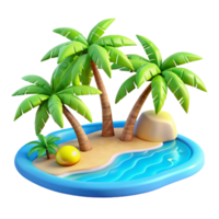 magnificent modern A tropical beach with palm trees and turquoise water, vibrant colors, sunny sky, realistic style, authentic png