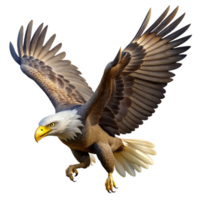 beautiful creative A majestic bald eagle soaring through the air, powerful wings, sharp talons, realistic style exclusive png