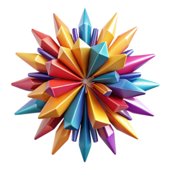 elegante astratto un' dinamico esplosione di colorato frammenti, radiante verso l'esterno a partire dal un' centrale punto, con affilato, contrastante bordi originale png