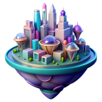 stunning abstract A floating city built on interconnected platforms, futuristic design, vibrant colors, dynamic lighting detailed png