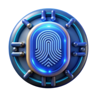 extraordinary creative A digital fingerprint glowing with biometric data, security technology theme, dark background genuine png