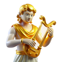 impressive classic A radiant Apollo with a lyre, playing a melody, classical style, golden lighting premium png
