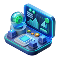 stunning creative A futuristic HUD Heads-Up Display interface with complex data visualizations and interactive elements, glowing with a cool blue and green light. Sci-fi, UIUX design style original png