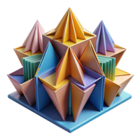 lindo rústico origami arquitetura, guardada papel estruturas, intrincado padrões, colorida projeto, abstrato arte, 4k png