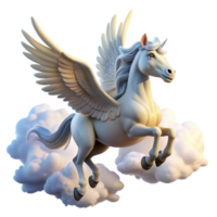 wonderful contemporary A winged Pegasus soaring through the clouds, sunlight glinting off its white coat. Dynamic pose, realistic rendering authentic png