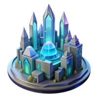 vibrant classic A futuristic cityscape built within a gigantic crystal cavern, glowing crystal structures, soft ambient lighting, art deco style premium png