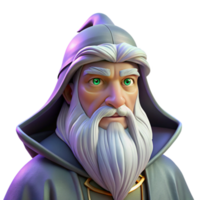 wonderful classic Portrait of a wise old wizard with a long white beard and twinkling eyes, lit by a magical glow, in a fantasy art style authentic png