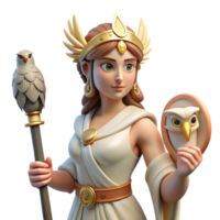 dramatic creative A wise Athena with an owl perched on her shoulder, strategizing a battle, classical style, thoughtful lighting high quality png