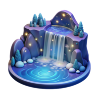 vibrant classic A cascading waterfall of liquid starlight flowing into a crystal-clear pool, reflecting a constellation of twinkling stars, under a twilight sky. Surrealism style premium png